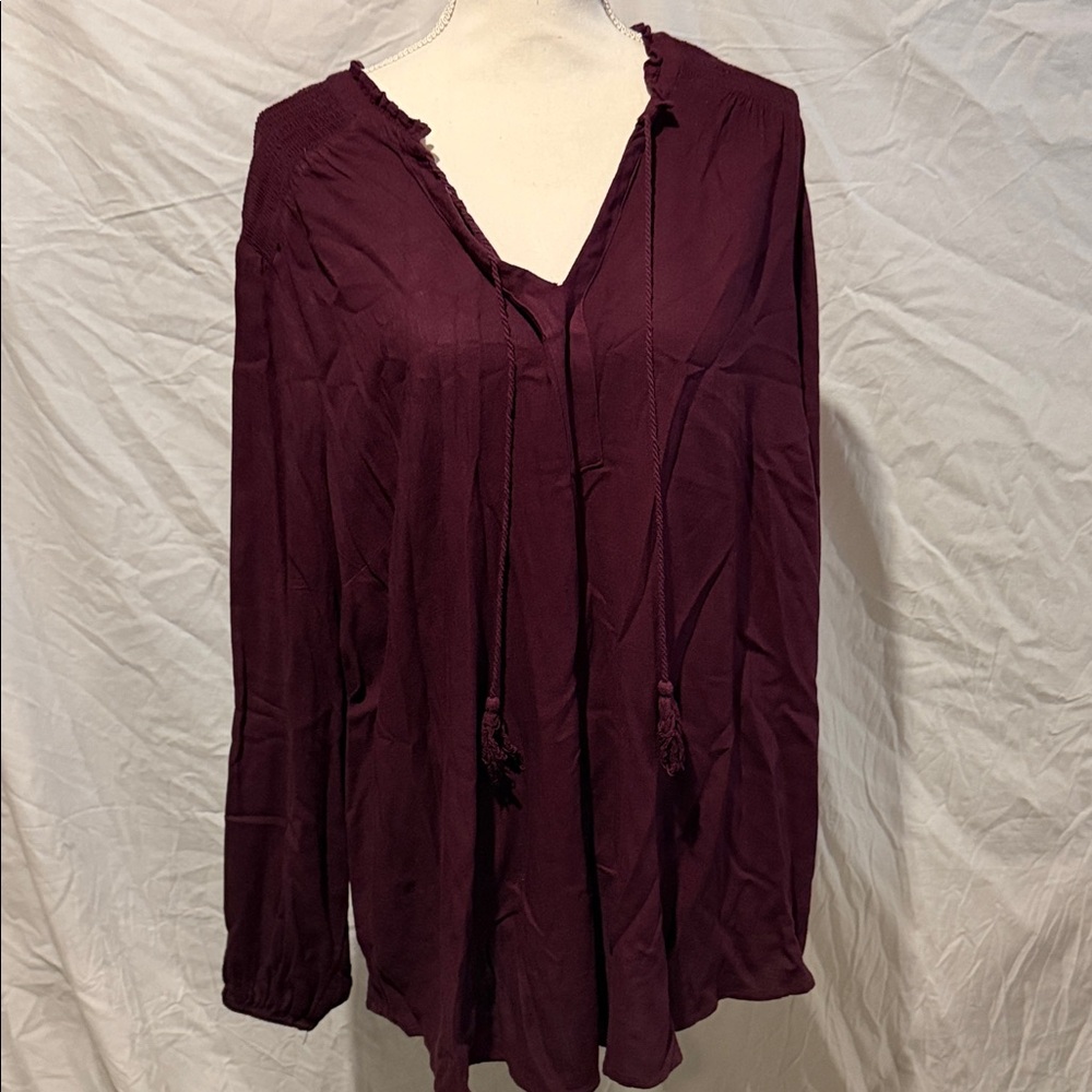 torrid Plum Long Sleeve Peasant Blouse